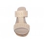 Papuci dama din piele naturala cu platforme de 8 cm Bej PAP46BB
